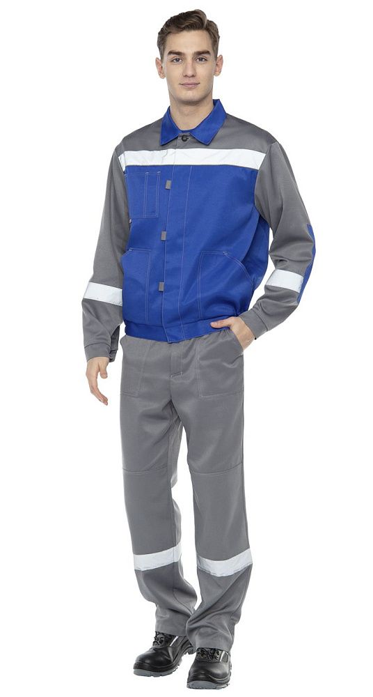 Костюм мужской рабочий летний Тимбер серый-василек с брюками